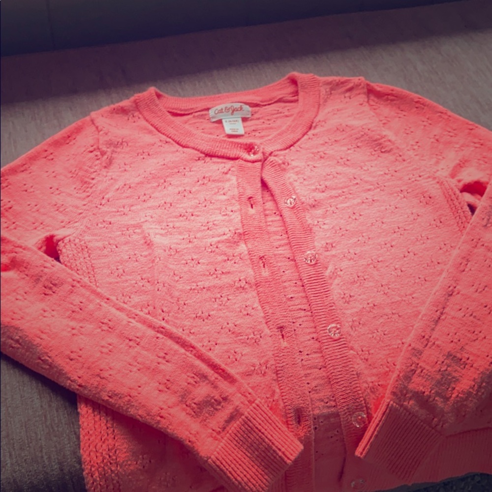 Girls Cardigan Coral Sweater Size S